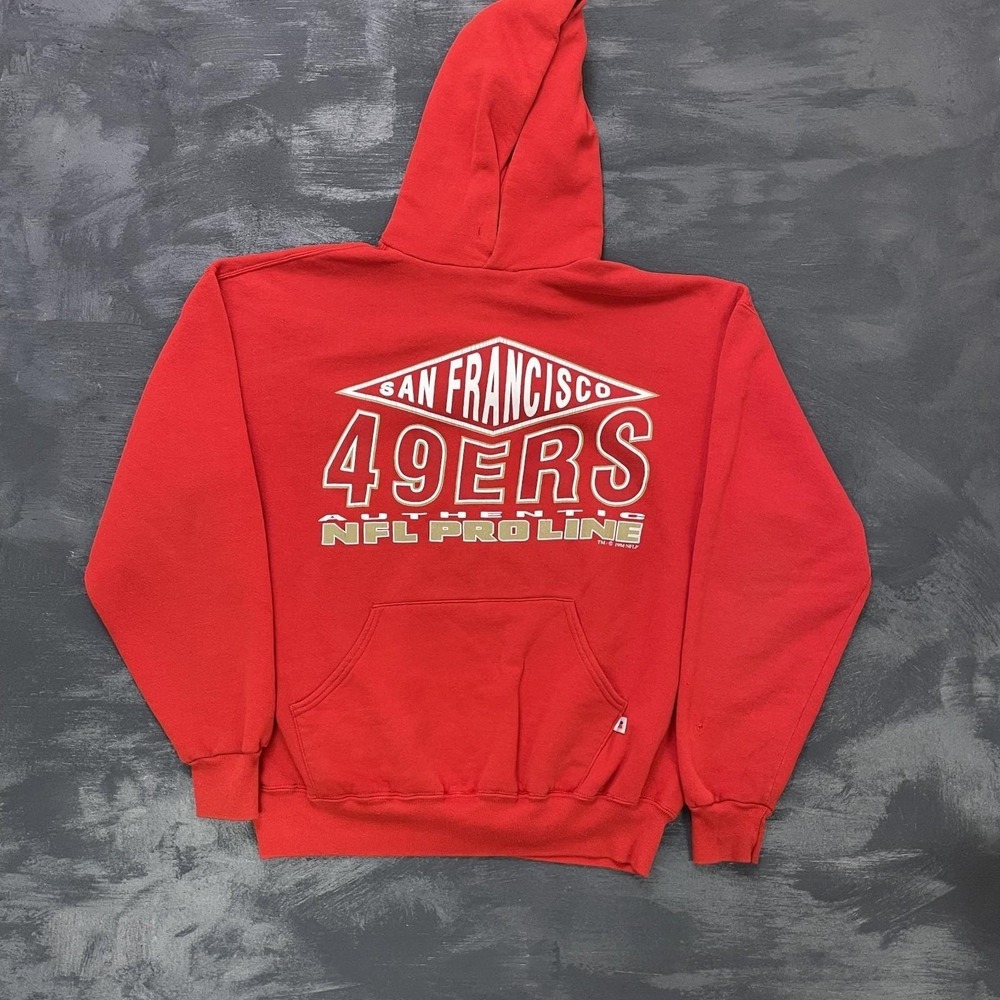 Vintage NFL Pro Line 49ers Hoodie Mens XL Red 1990s Russell Athletic